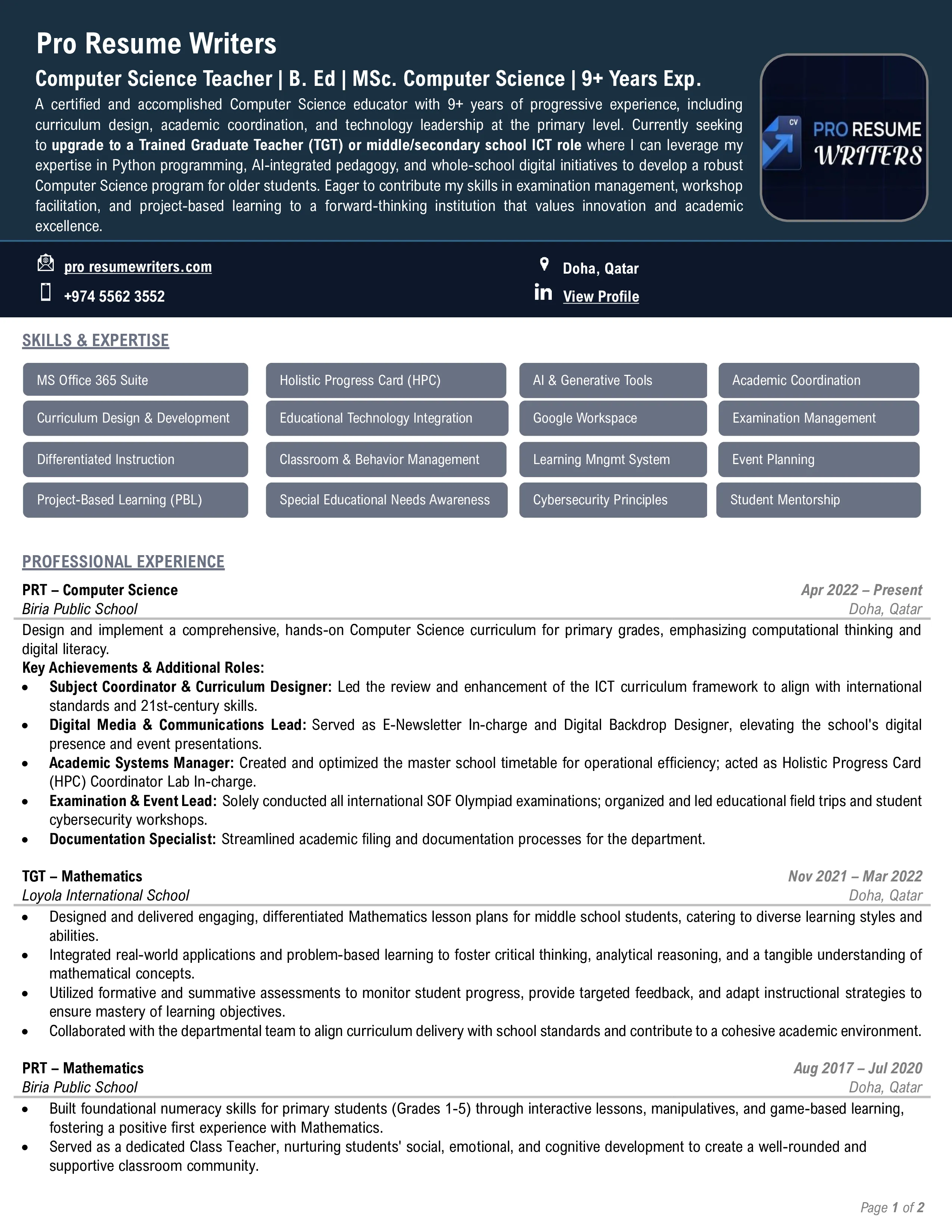 Creative Professional Resume