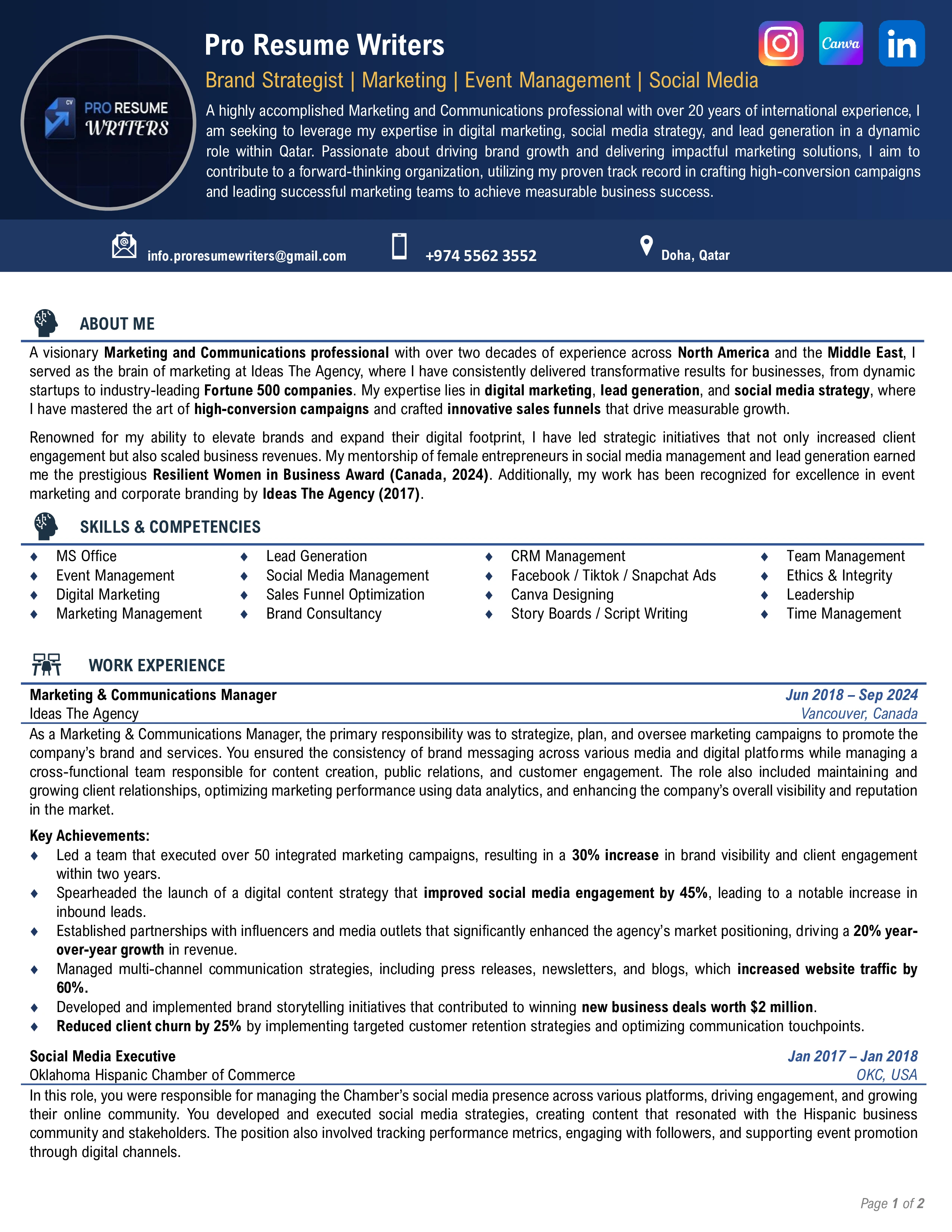 Executive Professional Resume