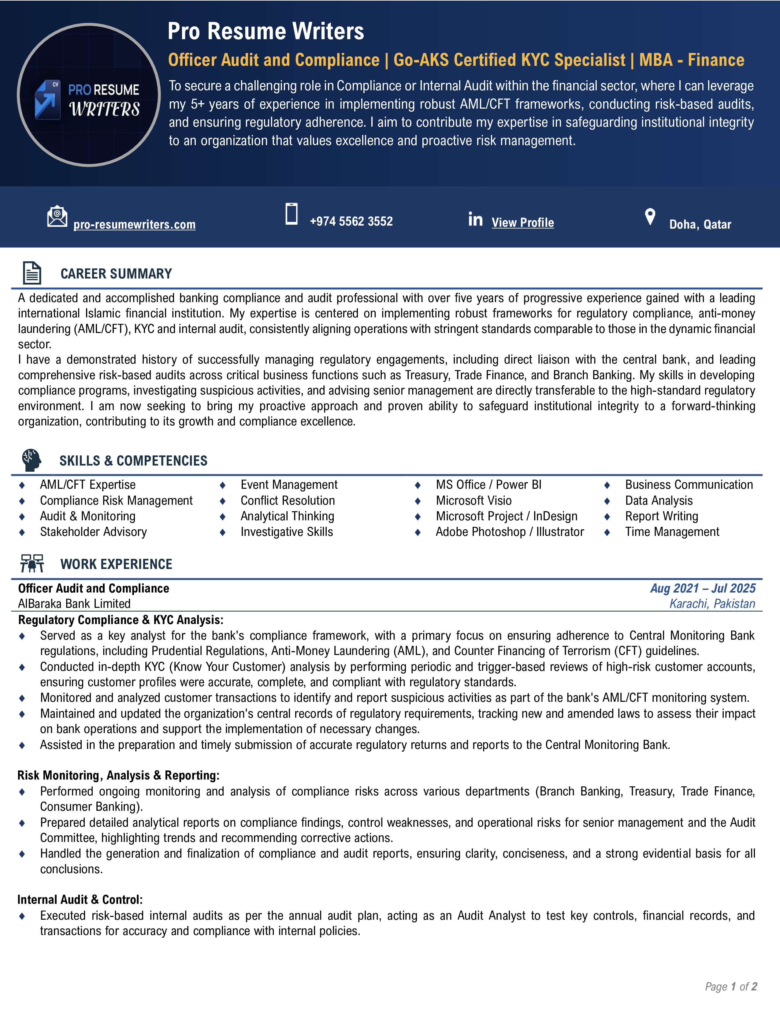 Executive Professional Resume