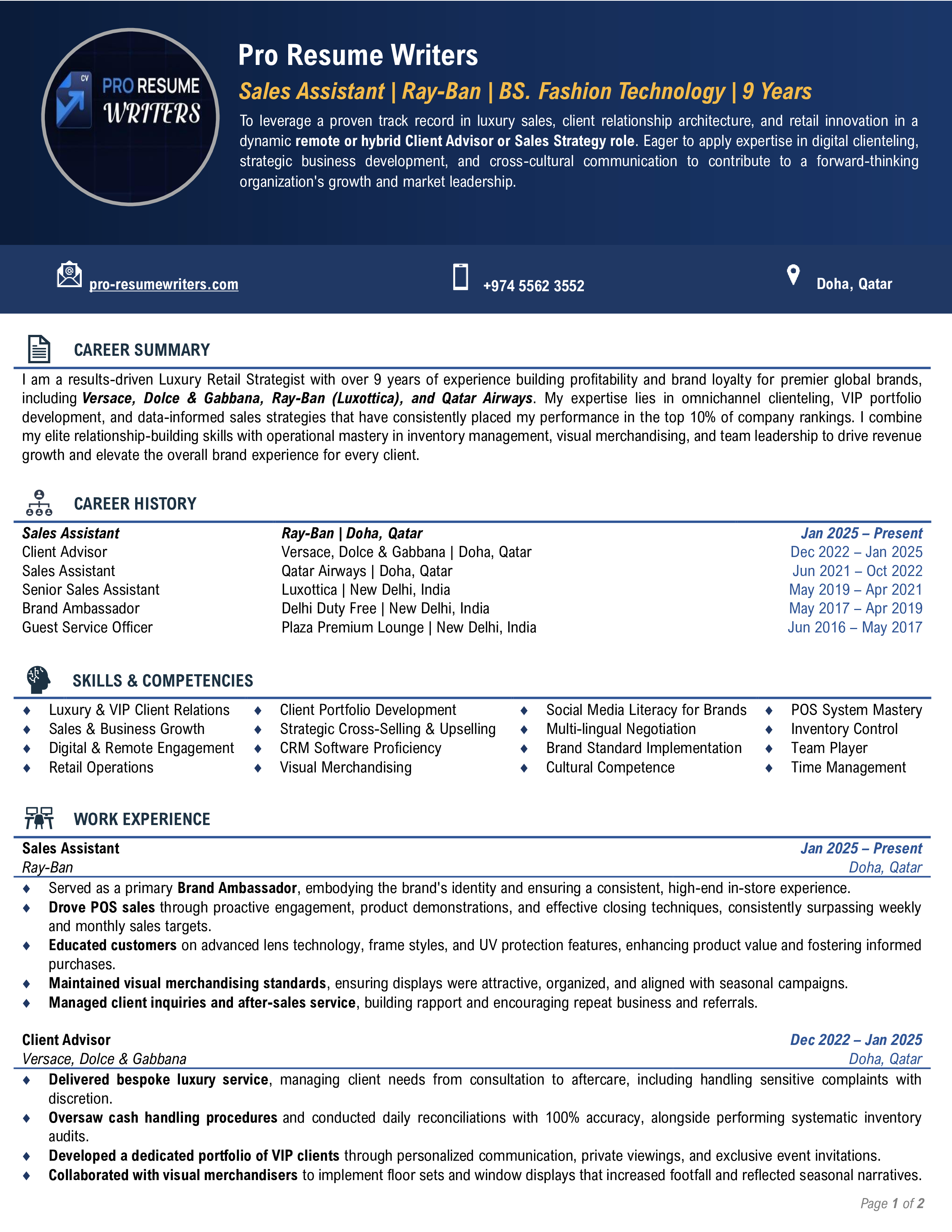 Executive Professional Resume