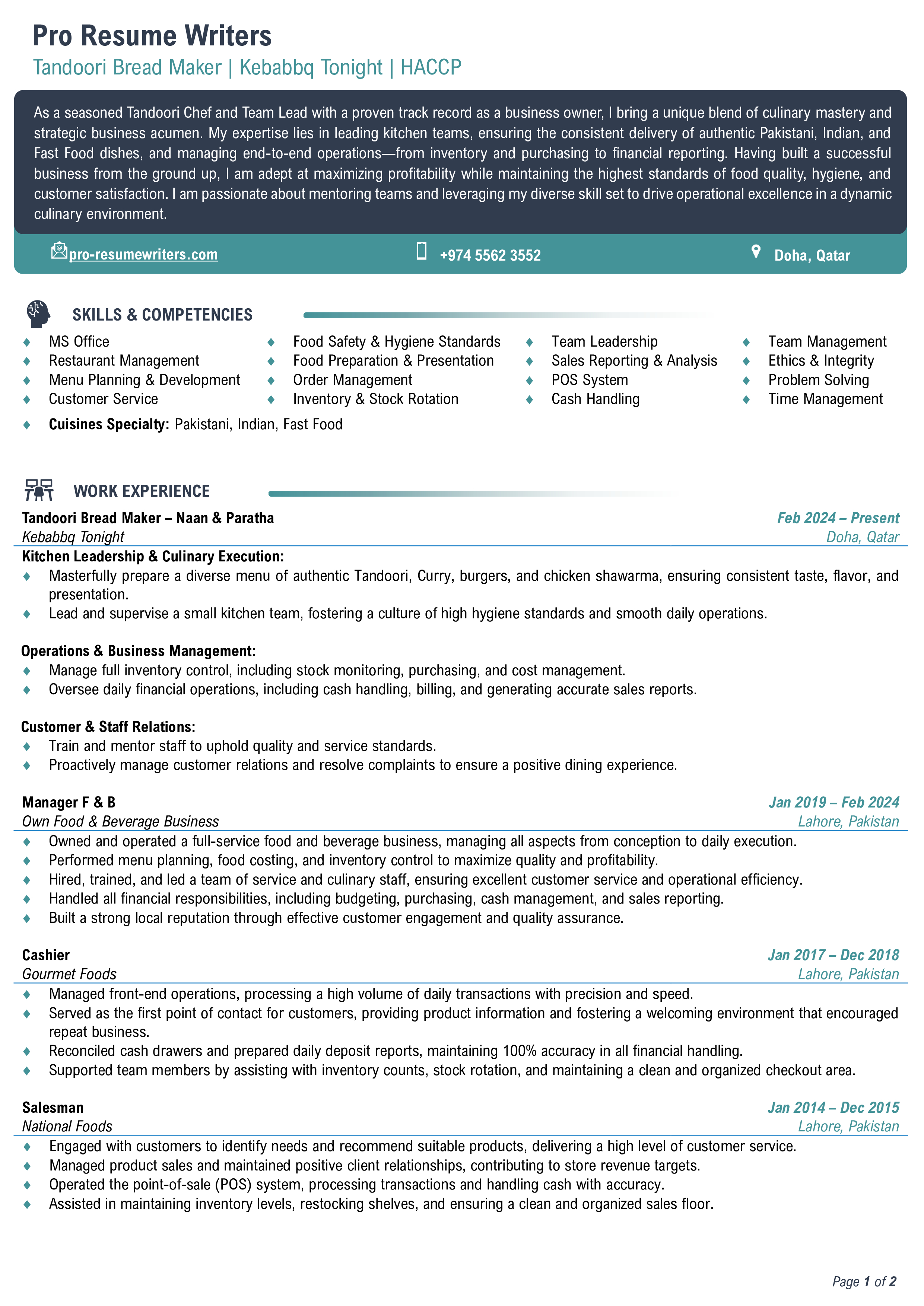 Hybrid Professional Resume